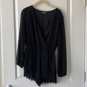 Black long-sleeve romper